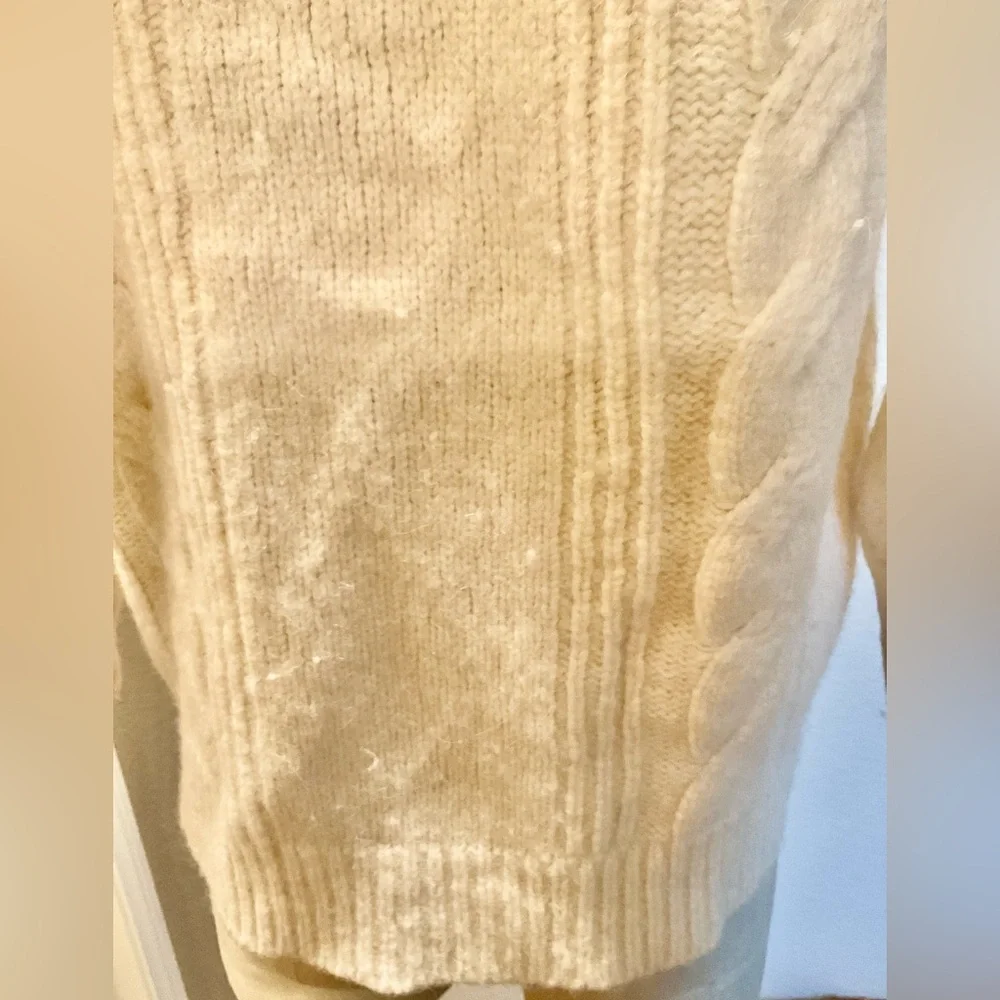 Faherty Cream Cable-Knit Hooded Cardigan